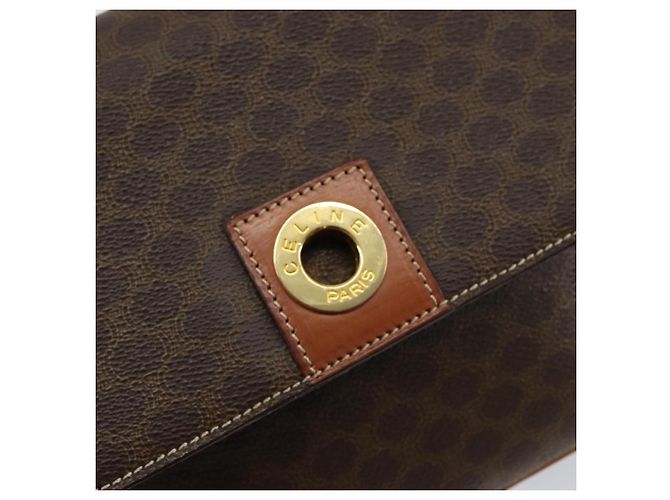 Céline Borsa a spalla circolare in tela Macadam CELINE in pelle PVC marrone oro Auth 150513 D'oro - vista 18