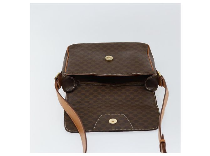 Céline Borsa a spalla circolare in tela Macadam CELINE in pelle PVC marrone oro Auth 150513 D'oro - vista 19