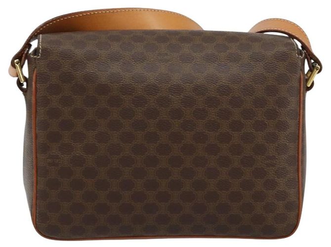 Céline Borsa a spalla circolare in tela Macadam CELINE in pelle PVC marrone oro Auth 150513 D'oro - vista 2