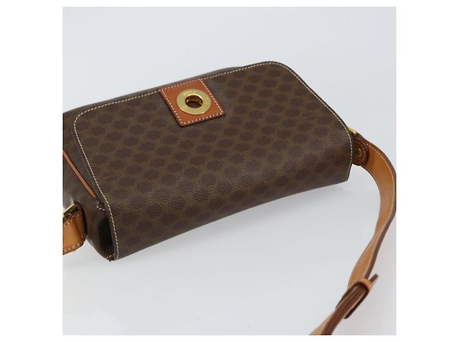Céline Borsa a spalla circolare in tela Macadam CELINE in pelle PVC marrone oro Auth 150513 D'oro - vista 6
