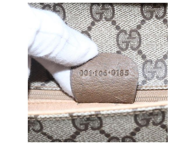 Gucci Borsa a Spalla GG Supreme in PVC Pelle Beige Oro 001 106 0185 Auth ki6140 - vista 12