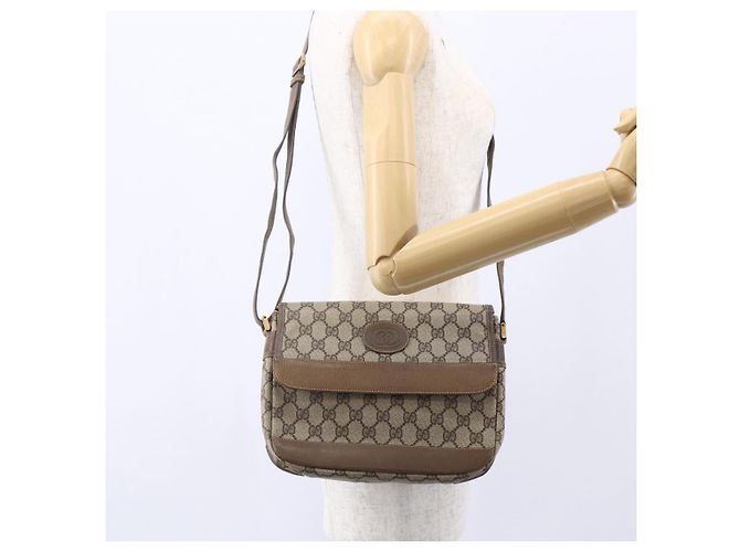 Gucci Borsa a Spalla GG Supreme in PVC Pelle Beige Oro 001 106 0185 Auth ki6140 - vista 23