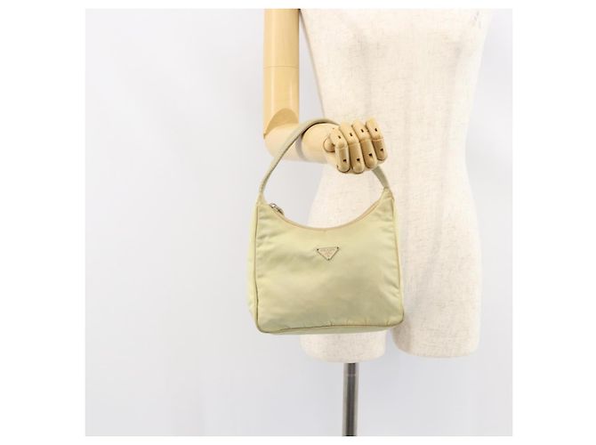 PRADA Borsa a mano in nylon beige oro Auth ep11531 D'oro - vista 21