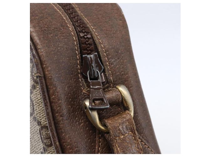 Borsa a Spalla Gucci GG Supreme Web Sherry Line PVC Beige Oro Auth BA7460 D'oro - vista 10
