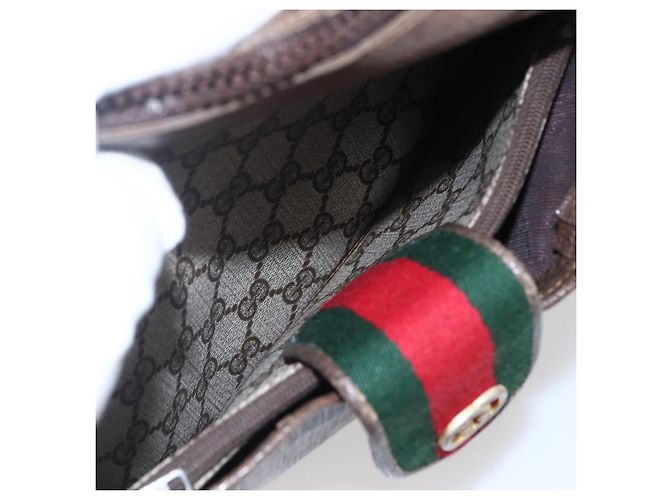Borsa a Spalla Gucci GG Supreme Web Sherry Line PVC Beige Oro Auth BA7460 D'oro - vista 23