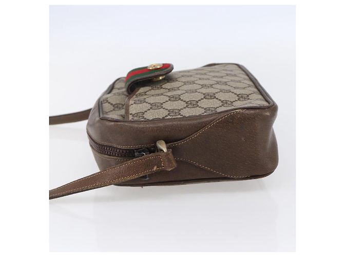 Borsa a Spalla Gucci GG Supreme Web Sherry Line PVC Beige Oro Auth BA7460 D'oro - vista 3
