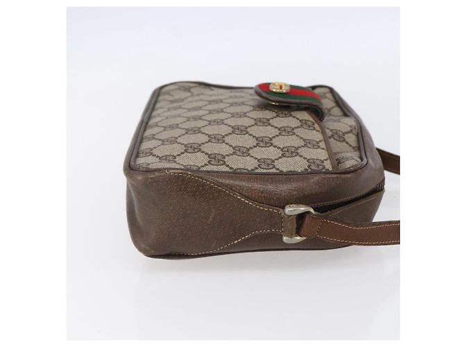 Borsa a Spalla Gucci GG Supreme Web Sherry Line PVC Beige Oro Auth BA7460 D'oro - vista 4