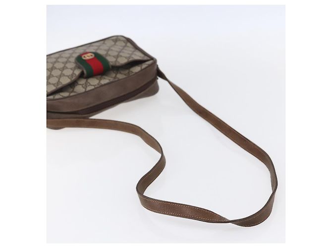 Borsa a Spalla Gucci GG Supreme Web Sherry Line PVC Beige Oro Auth BA7460 D'oro - vista 7