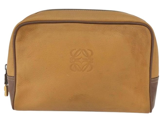 LOEWE Borsa Clutch Anagram in Pelle Beige Oro Auth bs31652 D'oro - vista 13