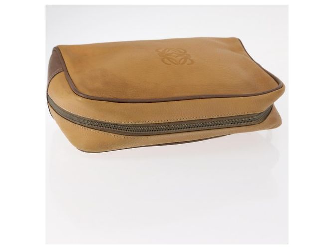 LOEWE Borsa Clutch Anagram in Pelle Beige Oro Auth bs31652 D'oro - vista 5