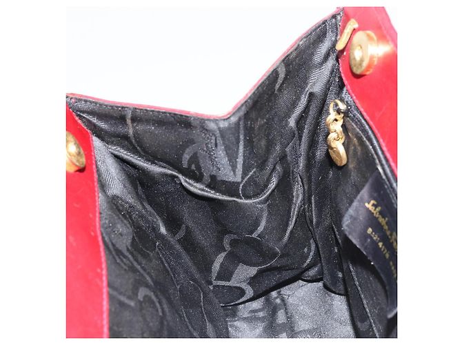 Sac à main Vala en cuir rouge et or de Salvatore Ferragamo Auth bs31710 Doré - vue 18