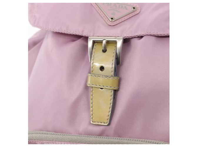 Zaino PRADA in nylon rosa argento Auth 155946 - vista 18