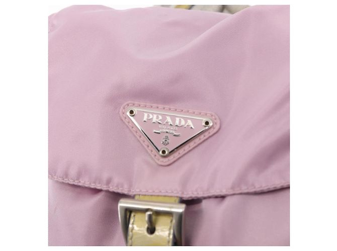 Zaino PRADA in nylon rosa argento Auth 155946 - vista 19