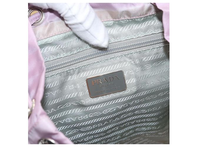 Zaino PRADA in nylon rosa argento Auth 155946 - vista 21