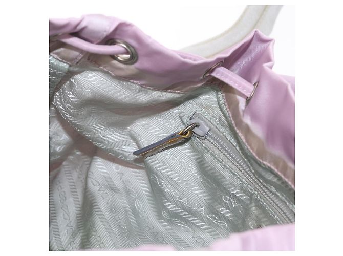 Zaino PRADA in nylon rosa argento Auth 155946 - vista 25
