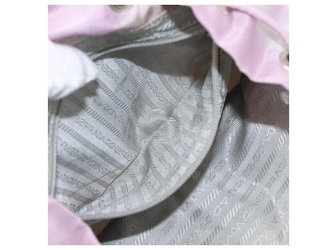 Zaino PRADA in nylon rosa argento Auth 155946 - vista 26