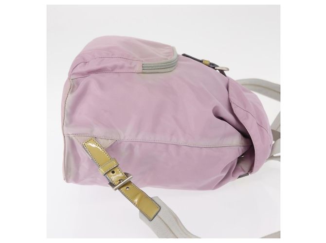 Zaino PRADA in nylon rosa argento Auth 155946 - vista 4