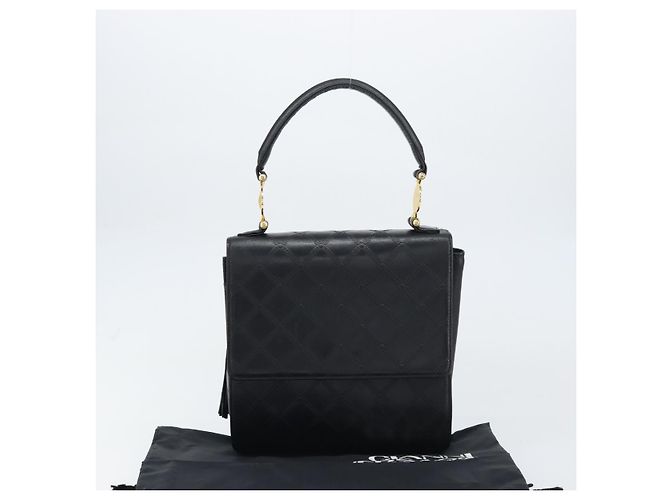 Borsa a mano in pelle nera e oro VERSACE Auth yk20008 Nero D'oro - vista 12