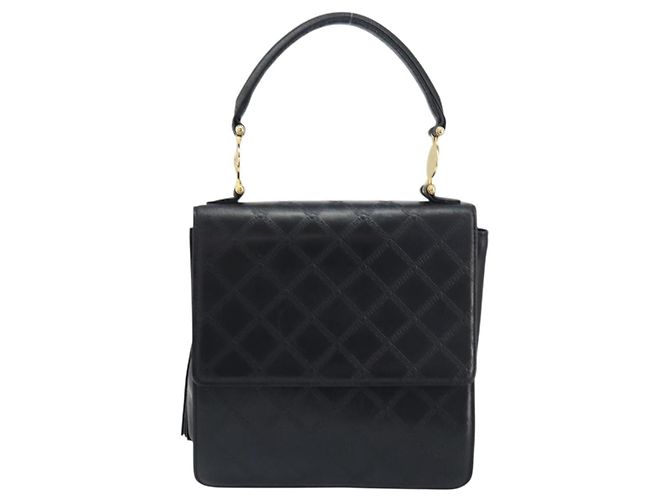 Borsa a mano in pelle nera e oro VERSACE Auth yk20008 Nero D'oro - vista 13