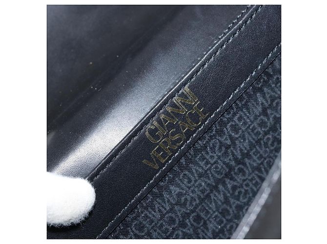 Borsa a mano in pelle nera e oro VERSACE Auth yk20008 Nero D'oro - vista 19
