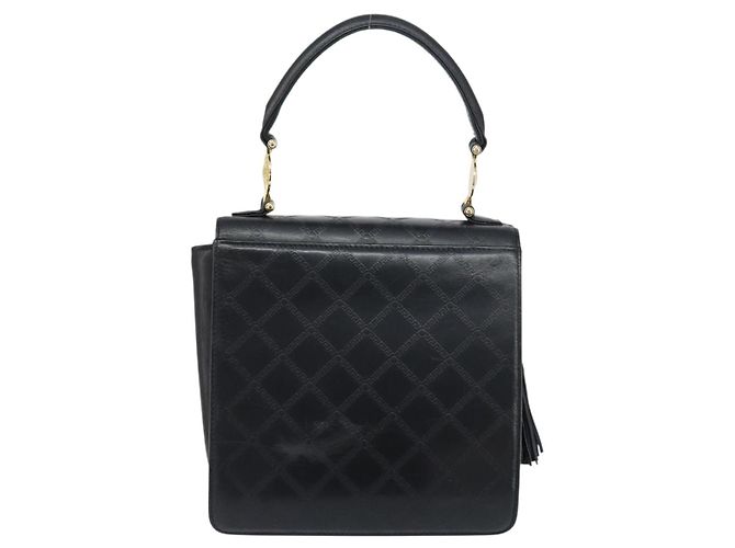 Borsa a mano in pelle nera e oro VERSACE Auth yk20008 Nero D'oro - vista 2