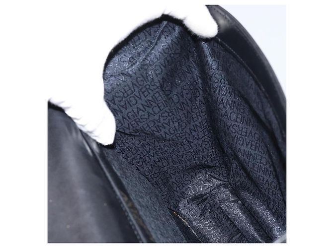 Borsa a mano in pelle nera e oro VERSACE Auth yk20008 Nero D'oro - vista 20