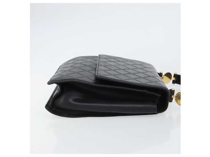 Borsa a mano in pelle nera e oro VERSACE Auth yk20008 Nero D'oro - vista 3