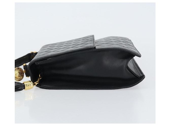 Borsa a mano in pelle nera e oro VERSACE Auth yk20008 Nero D'oro - vista 4