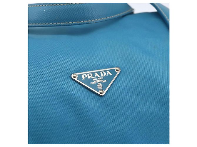 Borsa Boston PRADA in nylon blu argento autentica 157666 - vista 14