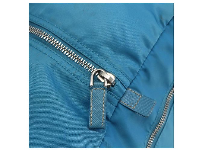 Borsa Boston PRADA in nylon blu argento autentica 157666 - vista 15