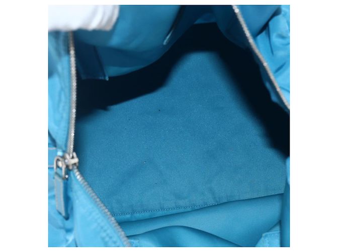 Borsa Boston PRADA in nylon blu argento autentica 157666 - vista 17