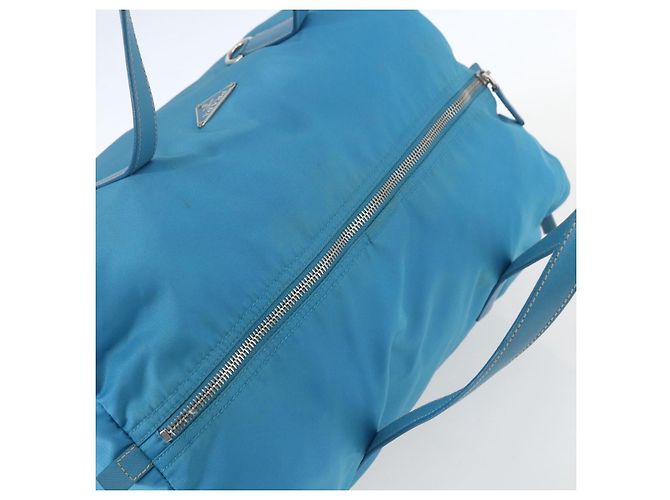 Borsa Boston PRADA in nylon blu argento autentica 157666 - vista 6