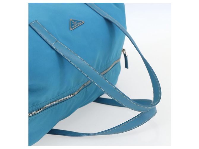 Borsa Boston PRADA in nylon blu argento autentica 157666 - vista 7