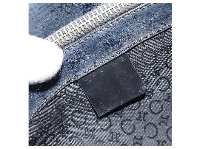 Céline Borsa a mano in tela Macadam CELINE in vinile nero Auth ti3537 - vista 14