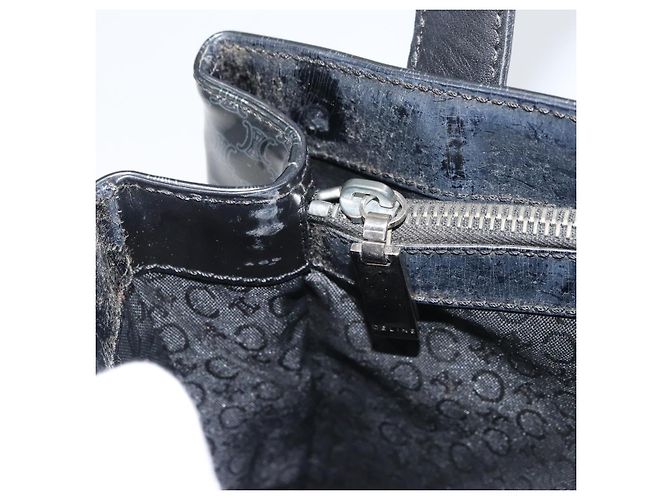 Céline Borsa a mano in tela Macadam CELINE in vinile nero Auth ti3537 - vista 18