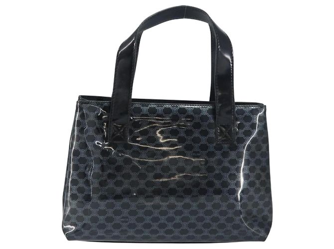 Céline Borsa a mano in tela Macadam CELINE in vinile nero Auth ti3537 - vista 2