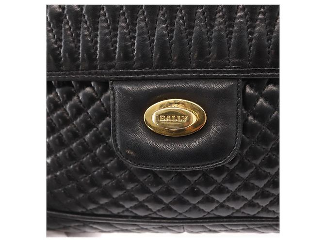 BALLY Borsa a Spalla a Catena Pelle Nera Oro Auth 157788 Nero D'oro - vista 14