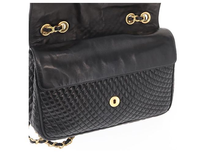 BALLY Borsa a Spalla a Catena Pelle Nera Oro Auth 157788 Nero D'oro - vista 17