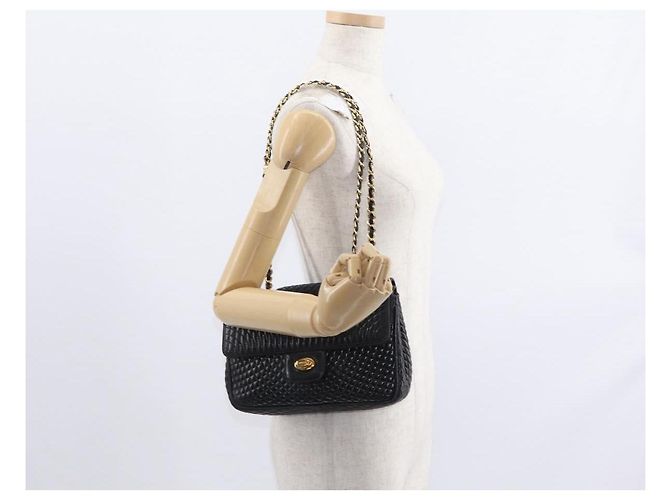 BALLY Borsa a Spalla a Catena Pelle Nera Oro Auth 157788 Nero D'oro - vista 25