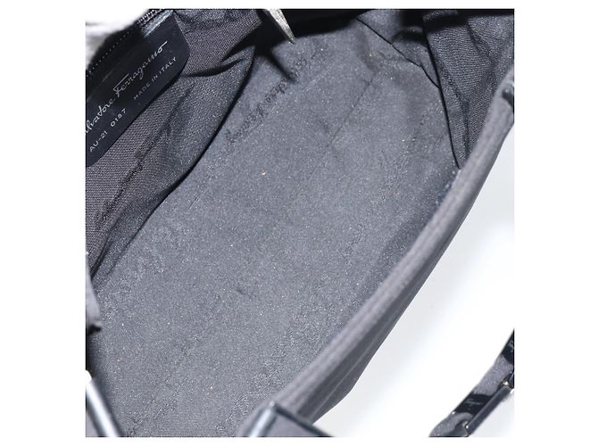 Borsa a mano Salvatore Ferragamo in tela nera e argento autentica bs31657 - vista 15