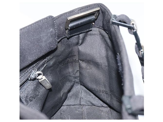 Borsa a mano Salvatore Ferragamo in tela nera e argento autentica bs31657 - vista 16