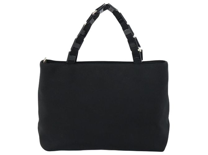 Borsa a mano Salvatore Ferragamo in tela nera e argento autentica bs31657 - vista 3