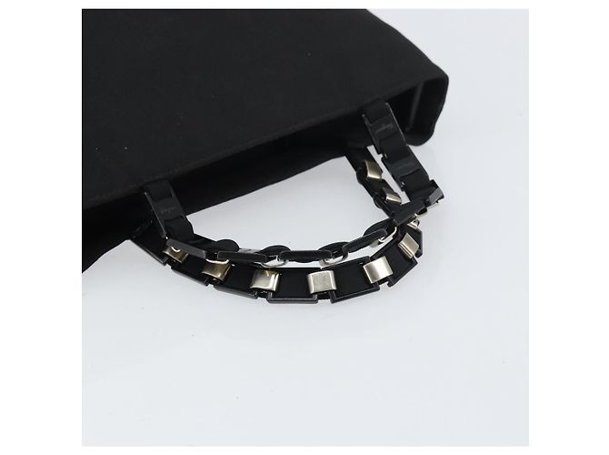 Borsa a mano Salvatore Ferragamo in tela nera e argento autentica bs31657 - vista 7
