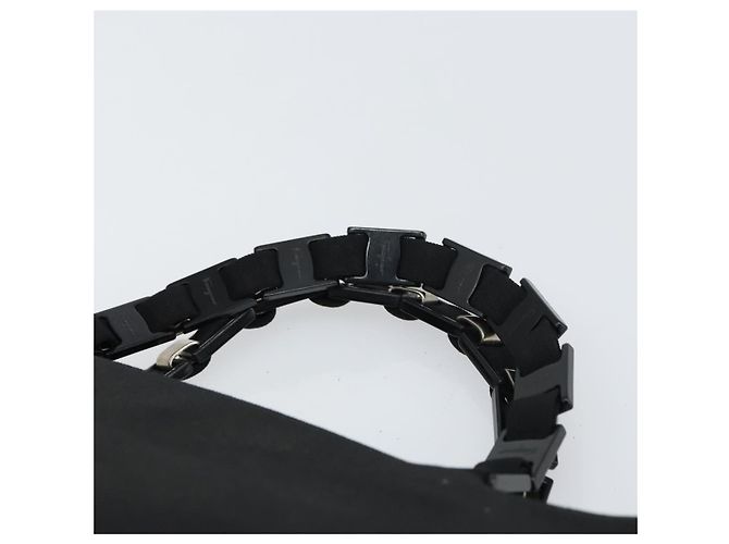 Borsa a mano Salvatore Ferragamo in tela nera e argento autentica bs31657 - vista 8