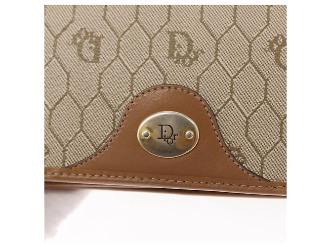 Borsa a spalla in tela Trotter Christian Dior beige e oro Auth BA8648 D'oro - vista 14