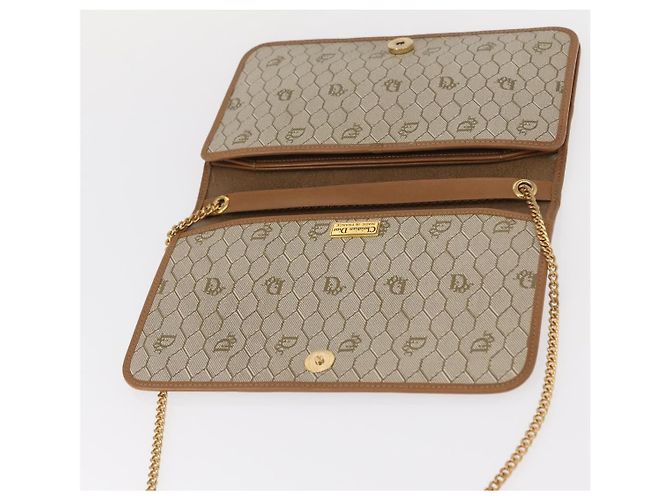 Borsa a spalla in tela Trotter Christian Dior beige e oro Auth BA8648 D'oro - vista 15