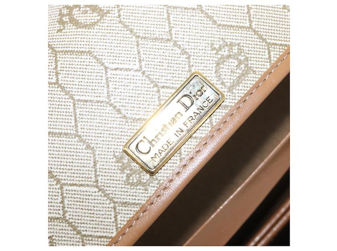 Borsa a spalla in tela Trotter Christian Dior beige e oro Auth BA8648 D'oro - vista 16