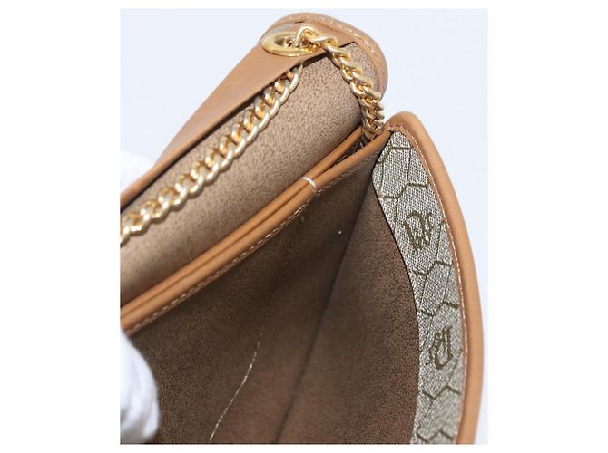 Borsa a spalla in tela Trotter Christian Dior beige e oro Auth BA8648 D'oro - vista 18