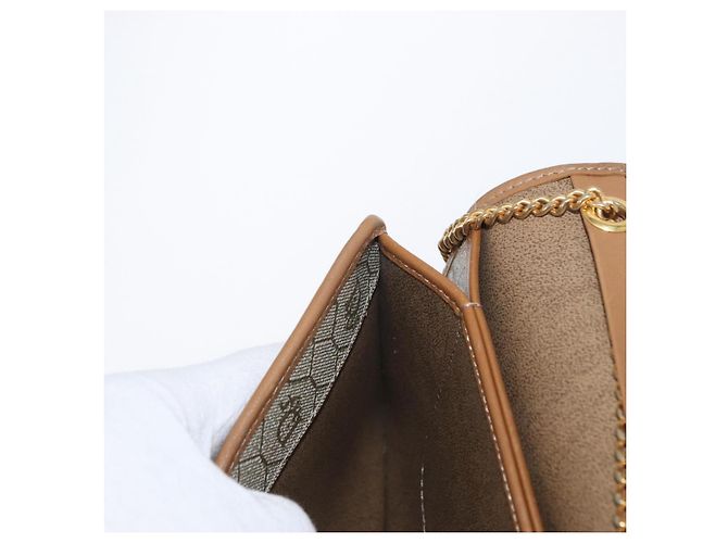 Borsa a spalla in tela Trotter Christian Dior beige e oro Auth BA8648 D'oro - vista 19