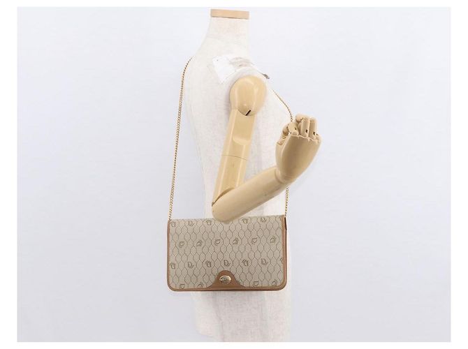 Borsa a spalla in tela Trotter Christian Dior beige e oro Auth BA8648 D'oro - vista 20